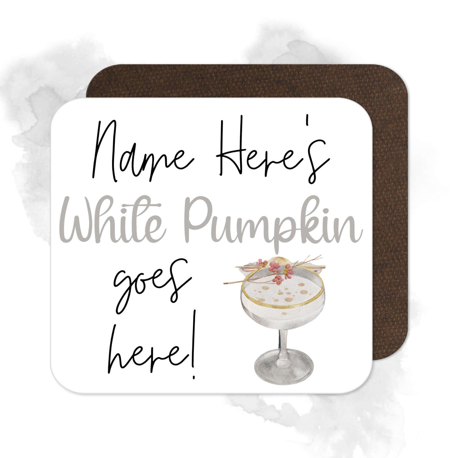 Personalised Drinks Coaster - Name's White Pumpkin Goes Here!