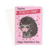 Adorable Porcupine Valentine's Day Card – "You’re Porcu-Fine!" Cute Love Card - A5 Portrait - 1 Card