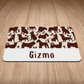 Personalised Dog Silhouette Print Puppy/Dog Bowl Mat