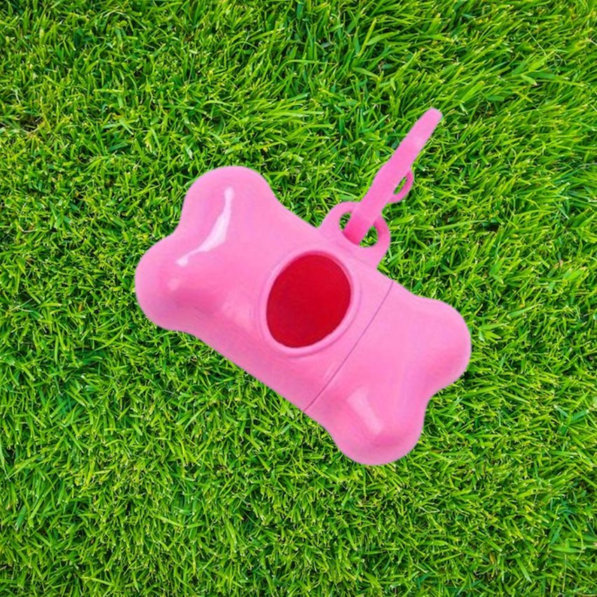 Pink Bone Shaped Poo Bag Dispenser