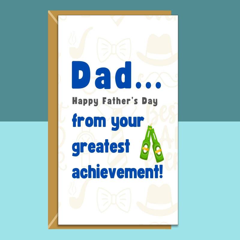 Funny Father's Day Card - For Dad - Personalised inside - Ideal cute card for Fathers Day - Large - Blank inside