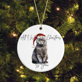 Ceramic Kitten/Cat Scottish Fold Pun Christmas Tree Decoration