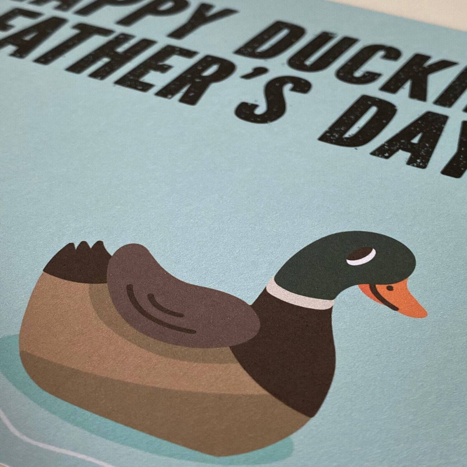 Happy Ducking Father’s Day funny duck autocorrect Father’s Day card for dad, daddy, father from son, daughter (Size A6/A5/A4/Square 6x6") - A6: Single card