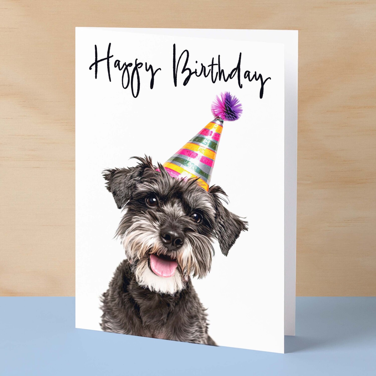 Birthday Card For Her Card For Friend Mum or Sister Birthday Card For Him Brother Dad Happy Birthday Card of Schnauzer Dog Fun Birthday Card - Small (4x6) / Blank Message