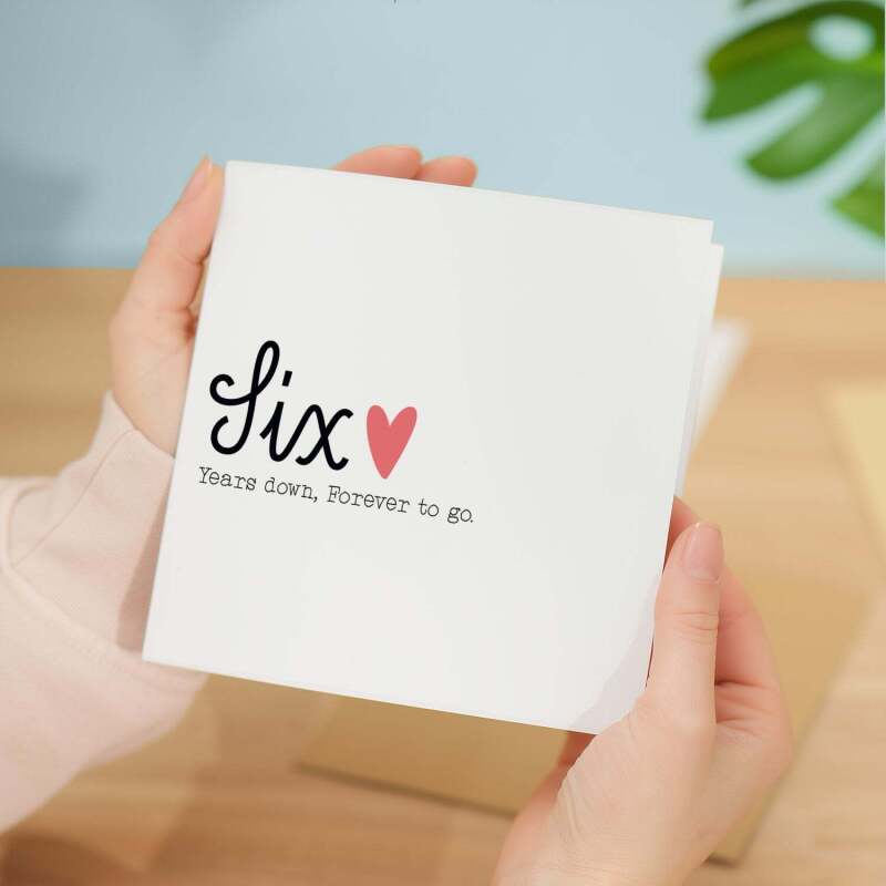 6 Year Anniversary Card For Wife 6th Wedding Anniversary Card For Husband Anniversary Card For Wife Wedding Anniversary Card Six Years - Square (6x6) / Blank Message