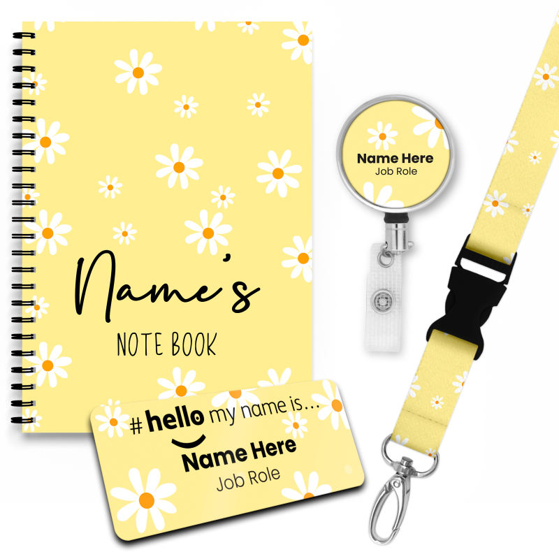 Health Care Hello My name is Gift Set, Badge, Lanyard, Book & Badge Reel - Lemon