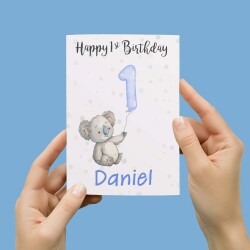 Personalised 1st, 2nd, 3rd, 4th, 5th Birthday Card for Son, Grandson, Nephew, Godson, Boys Teddy Bear Card - 1 - One - Blank Message