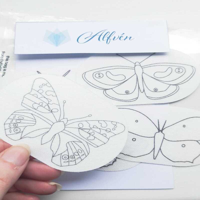 English Butterfly Stick and Stitch Washable Transfers, Peacock, Red Admiral, Orange Tip, Meadow Brown,  Common Blue, Painted Lady, Brimstone