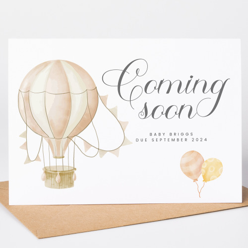 Pregnancy Announcement Hotair Balloon Coming Soon Card