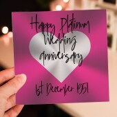 Personalised Platinum (70th/70 years) anniversary card: Personalised with date (Size A6/A5/A4/Square 6x6")