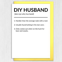 DIY Husband, Do It Yourself Husband, Boyfriend funny, humour dictionary definition anniversary card from spouse (Size A6/A5/A4/Square 6x6") - A6: Single card - Boyfriend