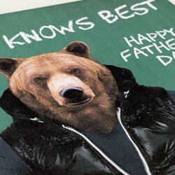 Dad knows best cute bear in clothes Father's Day card for dad, daddy, father from son, daughter (Animalyser) (Size A6/A5/A4/Square 6x6") - A6: Single card