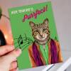 Hope your day is purrfect funny cat in clothes, from the pet, kitten birthday card for friend (Animalyser) (Size A6/A5/A4/Square 6x6") - A6: Single card