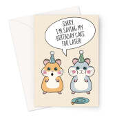 Hamster Birthday Card - Saving Cake For Later