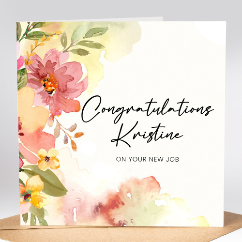 Floral Congratulations On Your New Job Personalised Card