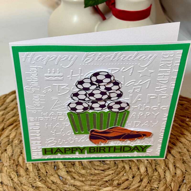 Handmade Football Cupcake Birthday Card