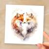 Anniversary or Valentine's Day Card For Wife Anniversary Card For Husband Boyfriend or Girlfriend Valentines Card For Him or Her Fox Heart - Square (6x6) / Blank Message