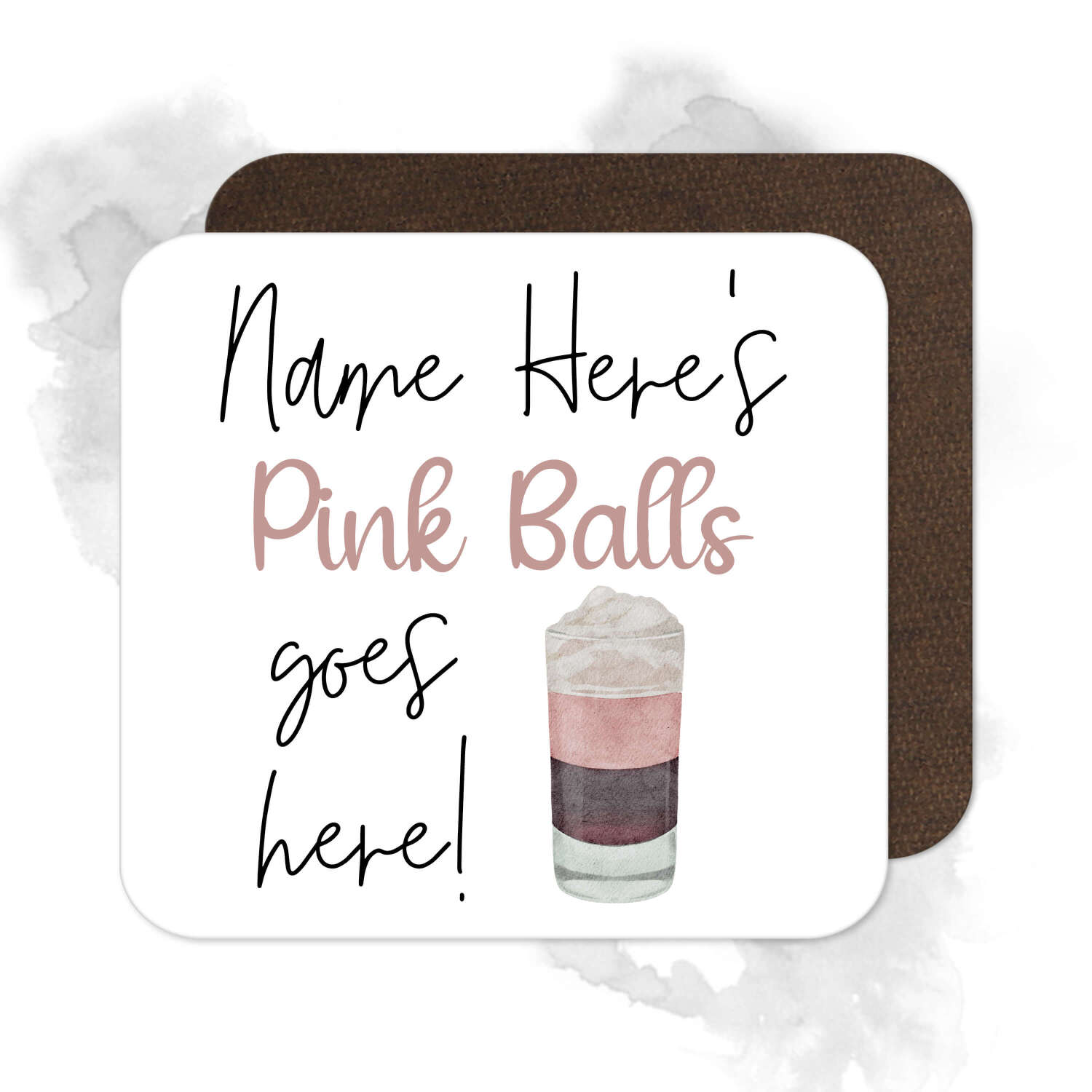 Personalised Drinks Coaster - Name's Pink Balls Goes Here!