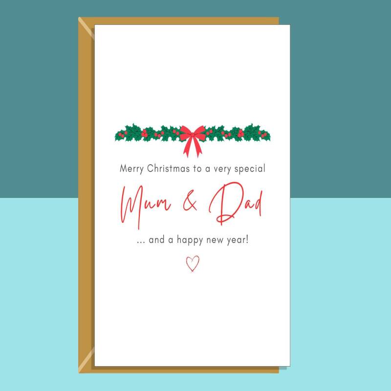 Mum & Dad Christmas Card - Ideal personalised Xmas card for your parents... - Blank inside - Large