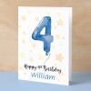 Personalised 4th Birthday Card For Boy Custom Name Card For Boy Forth Birthday Card For Child Birthday Card for Boy Custom 4th Birthday - Small (4x6) / Blank Message