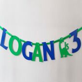 Personalised Dino Banner, ANY AGE Dino Party, Dinosaur Bunting, Dino Room Decor