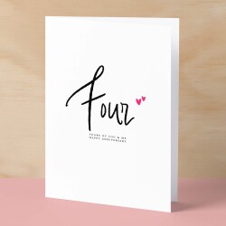 Four Year Anniversary Card For Husband 4 Year Anniversary Card Boyfriend or Girlfriend Wedding Anniversary Card For Wife - Small (4x6) / Blank Message