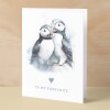 Anniversary or Valentine's Card for Her or Him Anniversary Card for Wife Valentines Day Card For Husband Boyfriend or Girlfriend Puffin Card - Small (4x6) / Blank Message