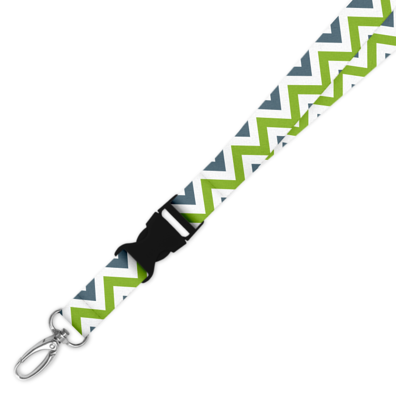 Double Breakaway Lanyard - Green Zig Zags