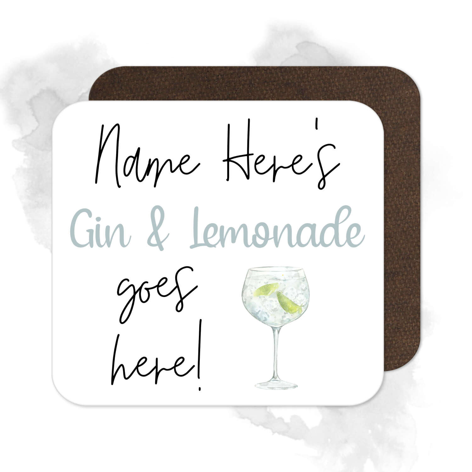 Personalised Drinks Coaster - Name's Gin & Lemonade Goes Here!
