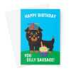 Happy Birthday Card - Kawaii Dachshund Dog Silly Sausage -  A5 Greeting Card - A5 Portrait - 1 Card