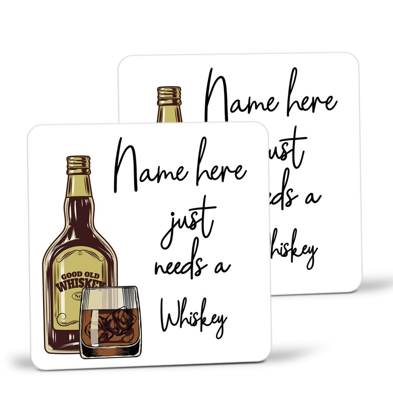 Personalised Whiskey Coaster, Personalised, Drinks Mat, Personalised Drink Coaster Whisky, Whiskey Fathers Day gift, Secret Santa Coaster - Single Coaster