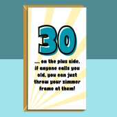 Funny 30th Birthday Card - Personalised inside if required - For Him or For Her, brother, sister, friend - Cheeky Card for 30 year old.