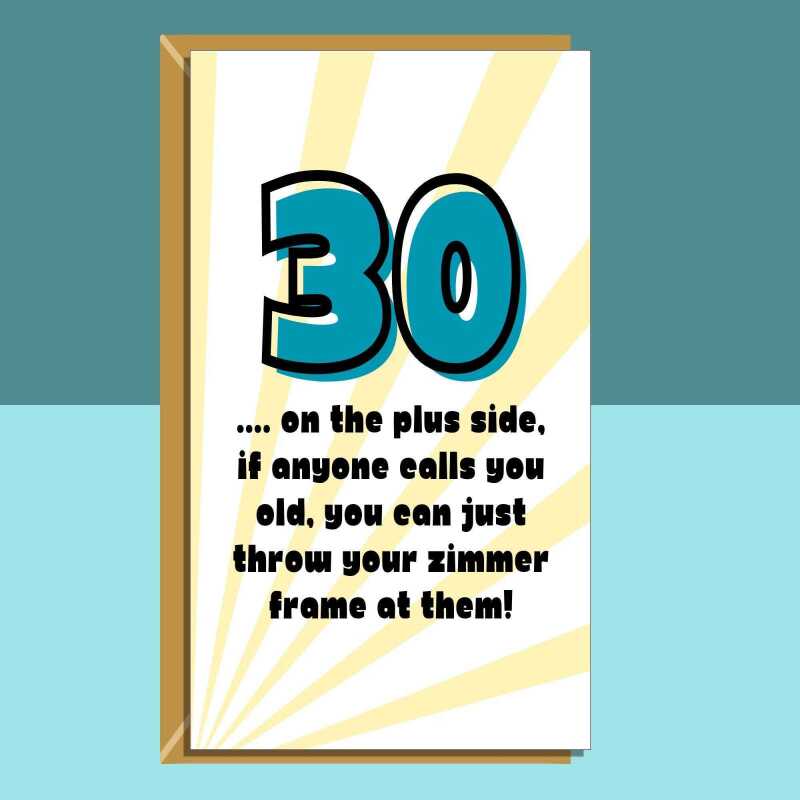 Funny 30th Birthday Card - Personalised inside if required - For Him or For Her, brother, sister, friend - Cheeky Card for 30 year old. - Blank inside - Regular - Matte