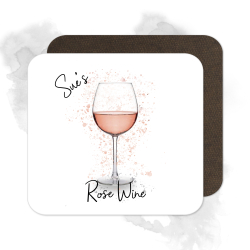 Personalised Rose Wine Coaster with Splash Effect