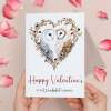 Valentine's Day Card for Husband, Unique Owl Heart Design, Special, Elegant - Portrait (5x7) / Blank Inside