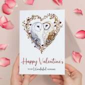 Valentine's Day Card for Husband, Unique Owl Heart Design, Special, Elegant
