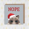 Funny, rude grumpy cat in Santa hat, kitten anti-Christmas, Holidays card from the cat, pet for cat lady (Size A6/A5/A4/Square 6x6") - A6: Single card