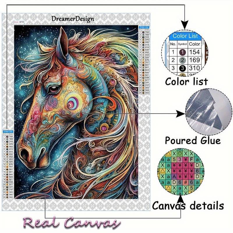 Diamond Art Kit Colourful Floral Horse 5D DIY Art Kit