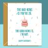 Funny 26th Birthday Card Personalised - For Him or For Her - Ideal for friend, brother, sister, colleague, anyone else turning 26 years old - Blank inside - Large