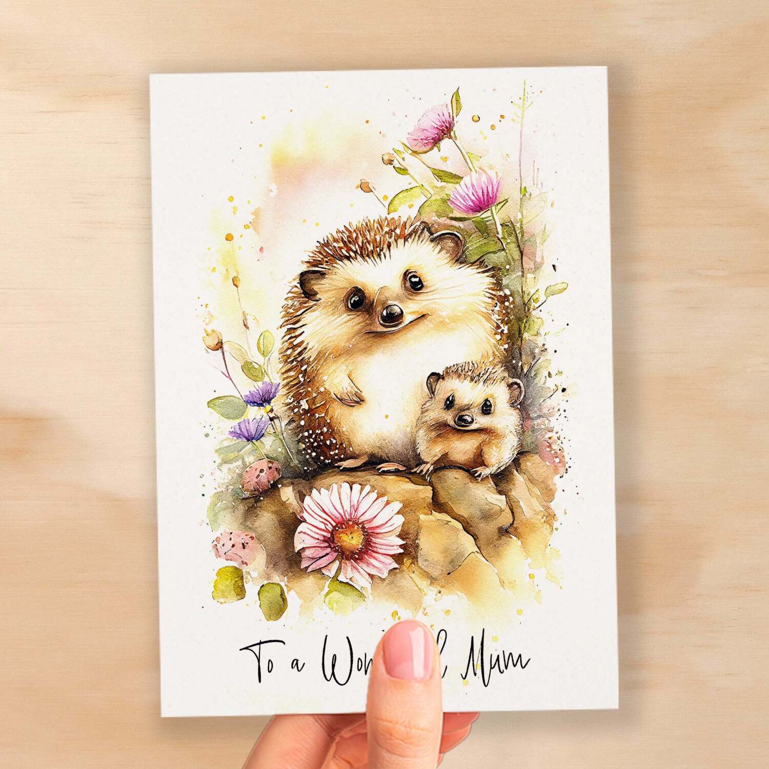 Birthday Card For Mum Card for Mothers Day Birthday Card For Her Birthday Gift For Mum Happy Birthday Card For Mum Hedgehog Illustration - Small (4x6) / Blank Message