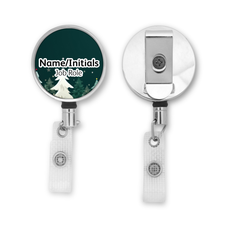 Personalised Metal ID Reel - Christmas Trees