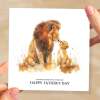 Father's Day Card For Dad Lion and Cub Illustration Simple Father's Day Card I always look up to you Dad Father's Day Gift - Square (5.5x5.5) / Blank Message