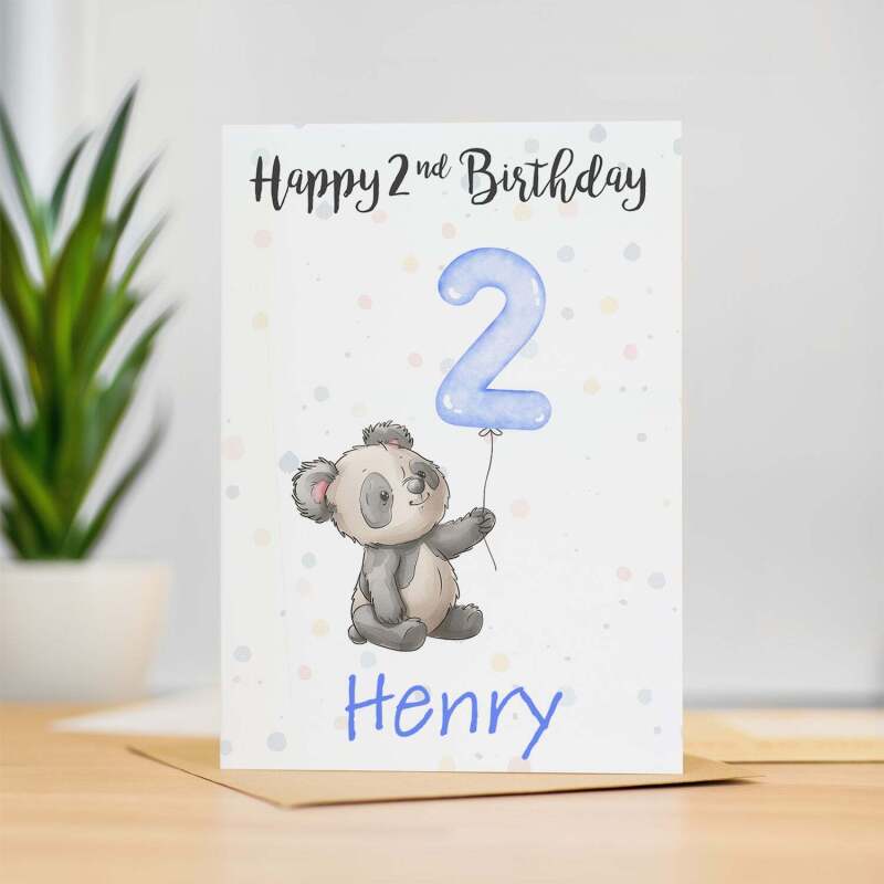 Personalised 1st, 2nd, 3rd, 4th, 5th Birthday Card for Son, Grandson, Nephew, Godson, Boys Panda Card - 1 - One - Blank Message