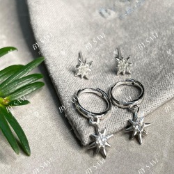 Christmas gift earrings gift set, 925 silver star earrings gift set - Silver