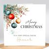 Personalised Christmas Bauble Card, Watercolour Christmas Card for Sister, Mum, Auntie, Niece, Grandma, Granddaughter, Goddaughter, Grandad