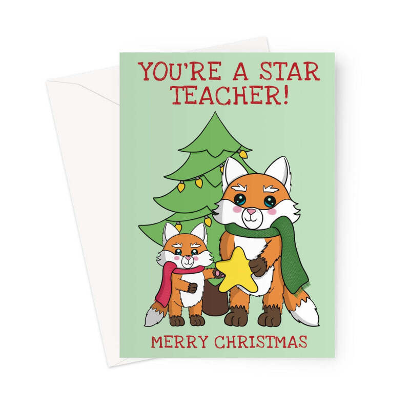 Star Teacher Christmas Card - A5 Portrait - 1 Card