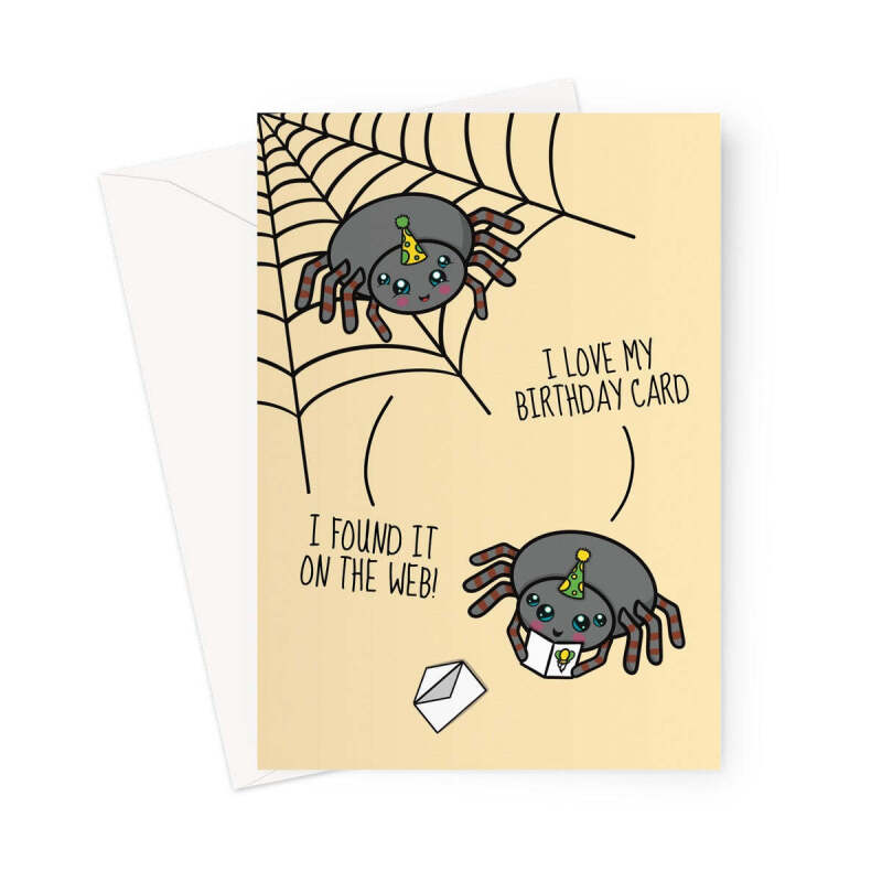 Funny Spider Web Birthday Card - A5 Portrait - 1 Card