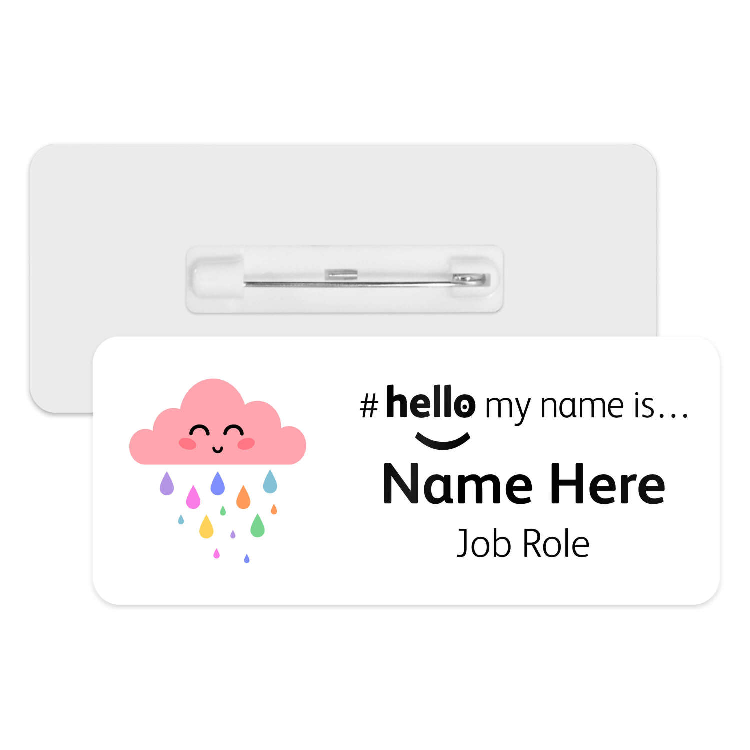 #hello my name is... Name Badge - Cute Pink Rain Cloud