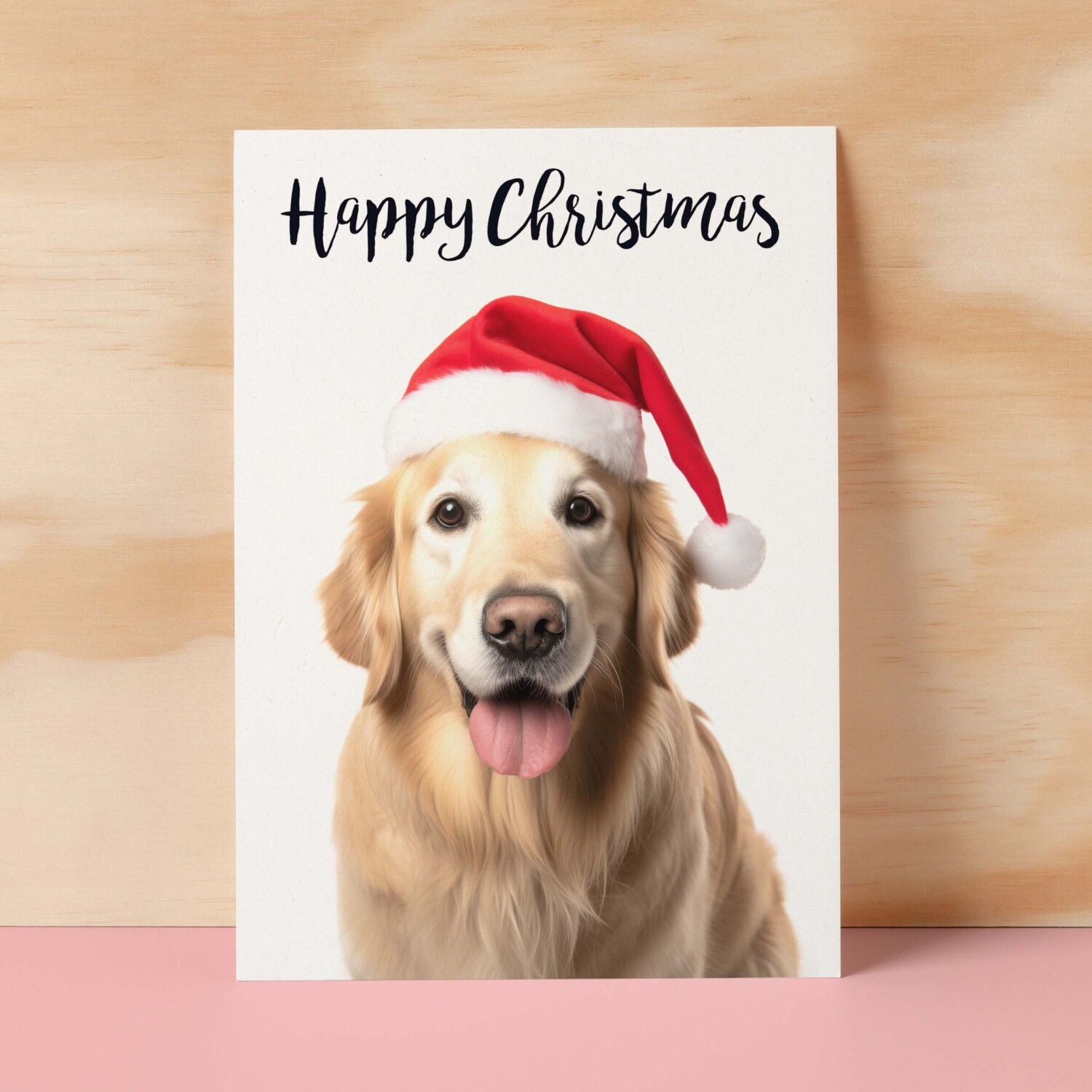 Christmas Card For Him or Her Christmas Card With A Dog Golden Retriever Dog Christmas Card For Anyone Friend Fun Christmas Card of a Dog - Small (4x6) / Blank Message