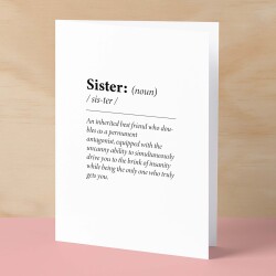 Birthday Card For Sister Fun Dictionary Quote Card For Sister Custom Message Card For Sister Funny Birthday Card For Sister - Small (4x6) / Blank Message